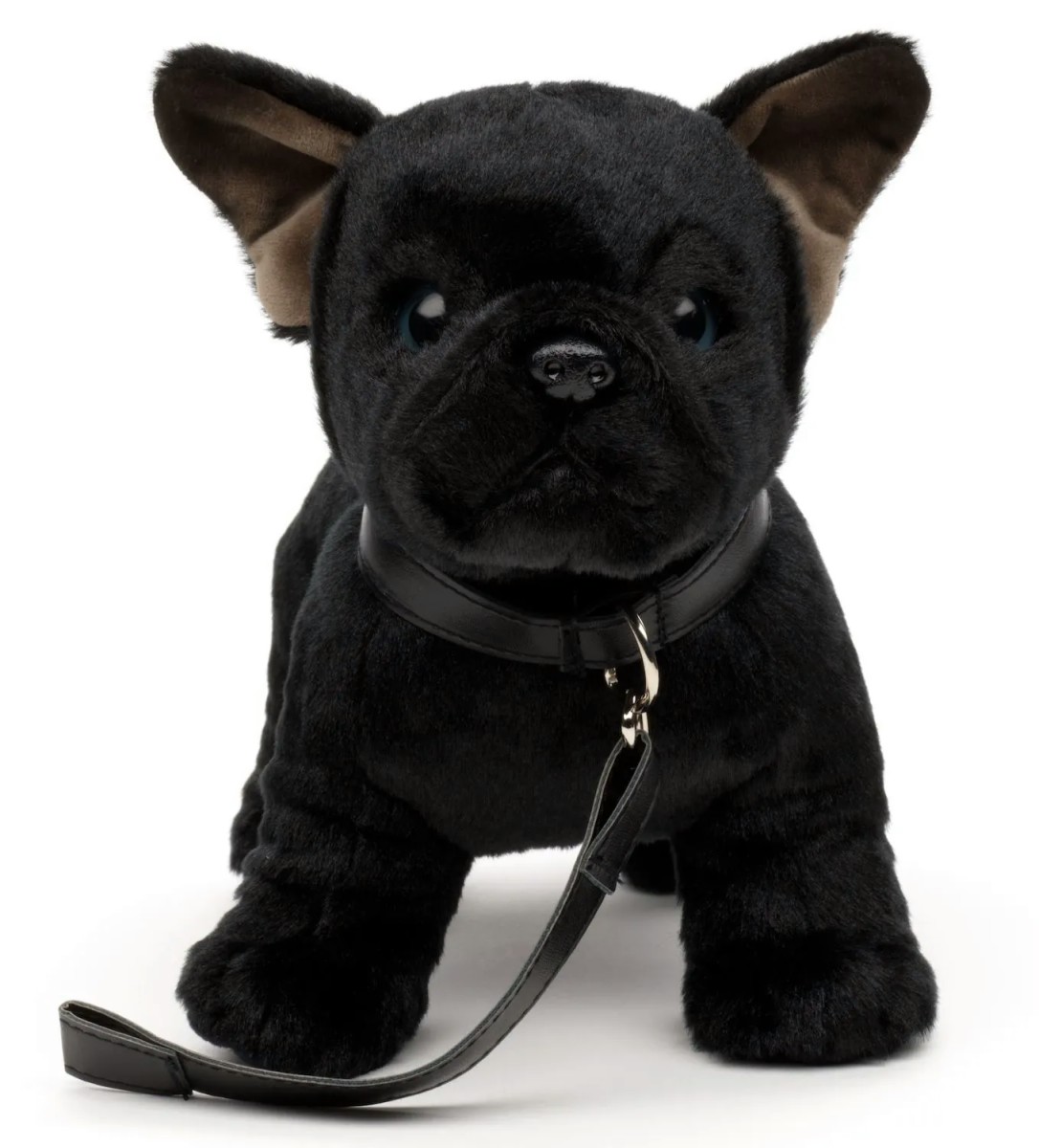 Piesek Buldog Francuski Czarny Realistyczny ze smyczą - 26cm