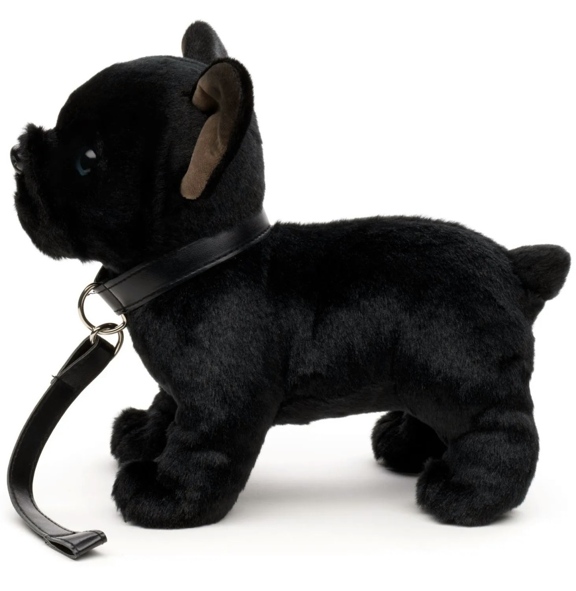 Piesek Buldog Francuski Czarny Realistyczny ze smyczą - 26cm