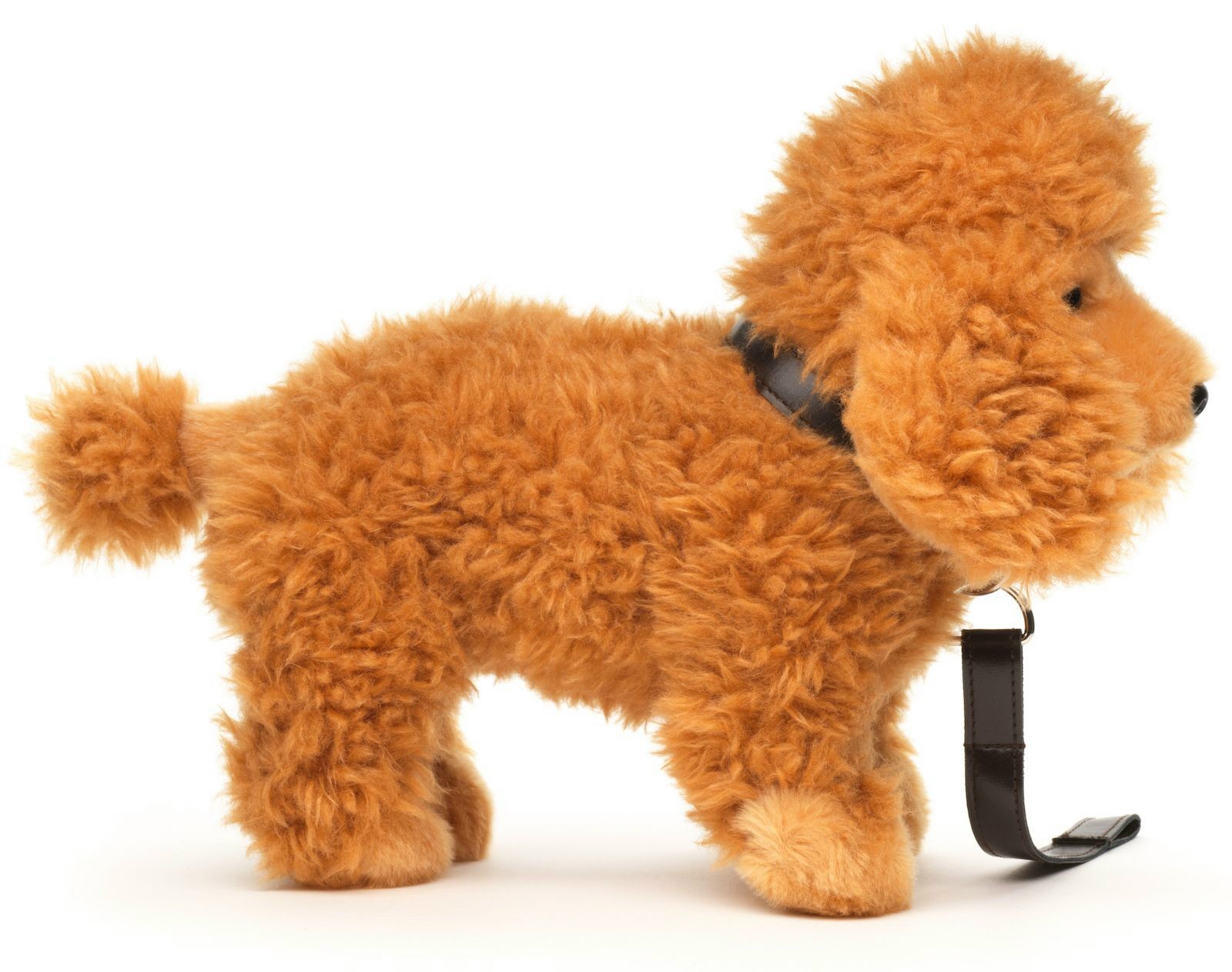 Piesek Pudelek Brązowy Stojący ze smyczą - 24cm