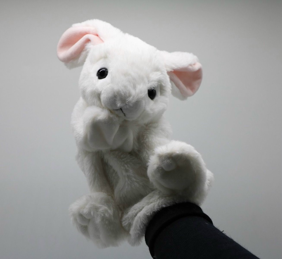 Królik Zajączek Biały Pacynka - 23cm