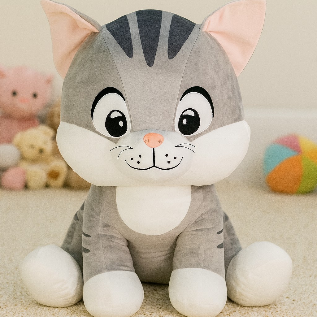 Kotek Szary Pręgowany Siedzący - 60cm