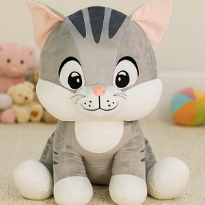 Kotek Szary Pręgowany Siedzący - 60cm