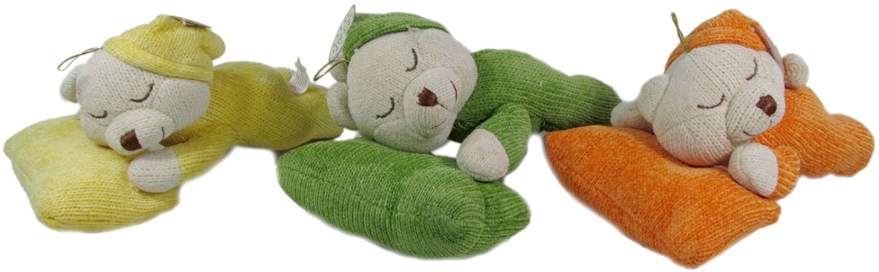 Miś Śpioszek leżący na poduszce 3 kolory - 25cm