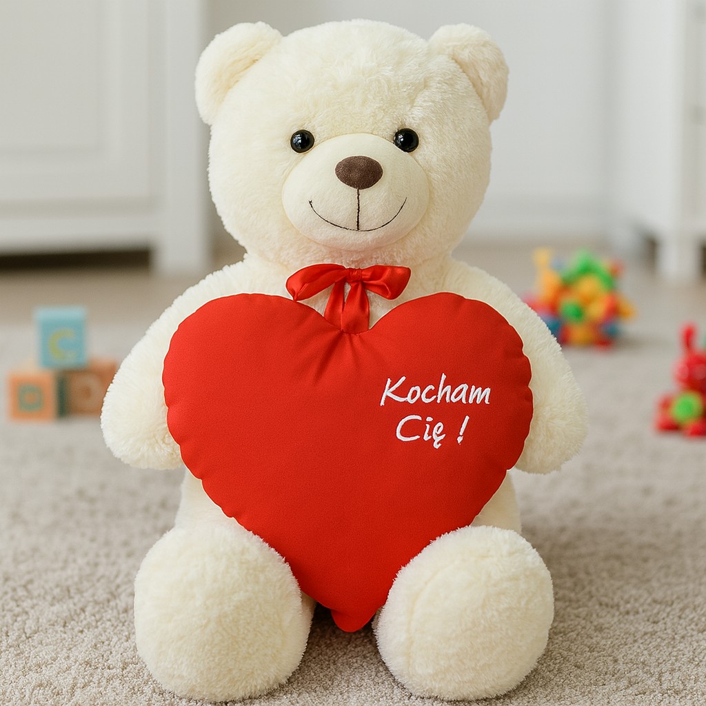 105cm Miś Kremowy z Sercem