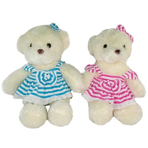 Biały Miś w sukience 2 kolory - 40cm Biały Miś w sukience 2 kolory - 40cm