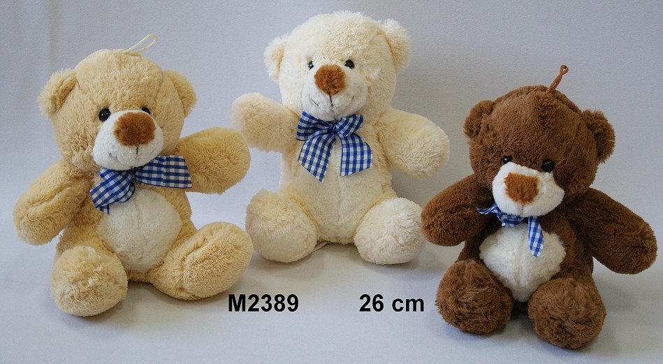 Miś z kokardą 3 kolory - 26cm