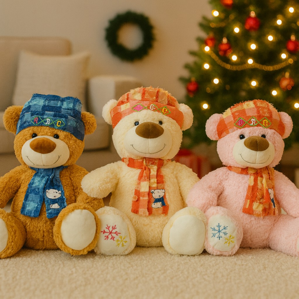 Miś Świąteczny Zimowy w szaliku 3 kolory - 50cm