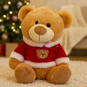 Miś Świąteczny w kubraczku brązowy - 18cm