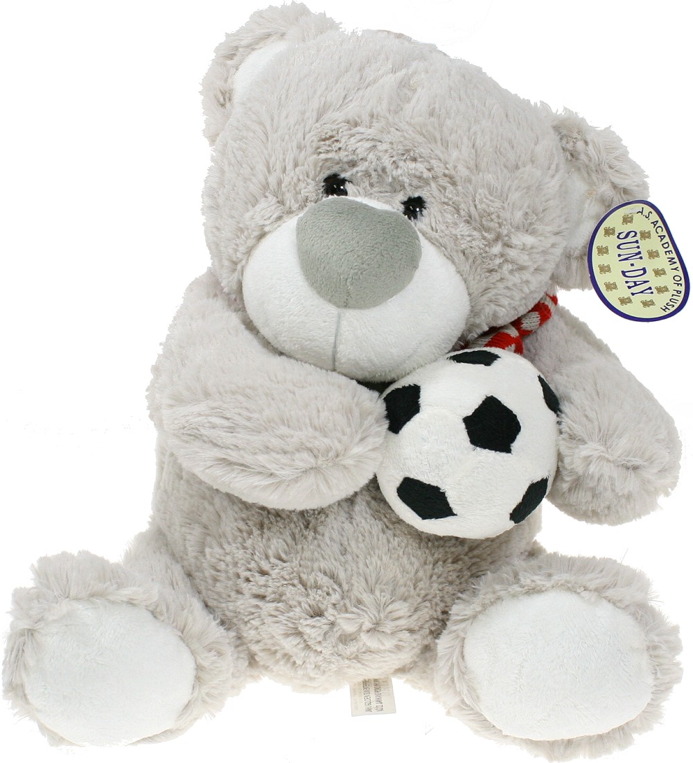 Miś Piłkarz z czarną piłką - 37cm