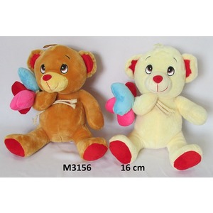 Miś z sercami Brązowy - 16cm