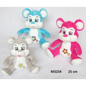 Myszka z kwiatkiem 3 kolory - 25cm Myszka z kwiatkiem 3 kolory - 25cm