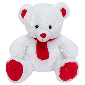 Miś Świąteczny Biały (Głos) - 30cm