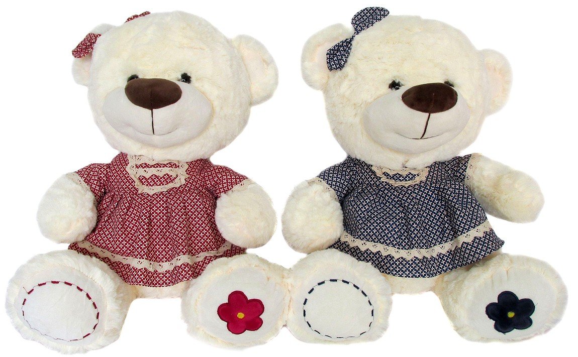 Pani Miś w sukience 2 kolory - 42cm