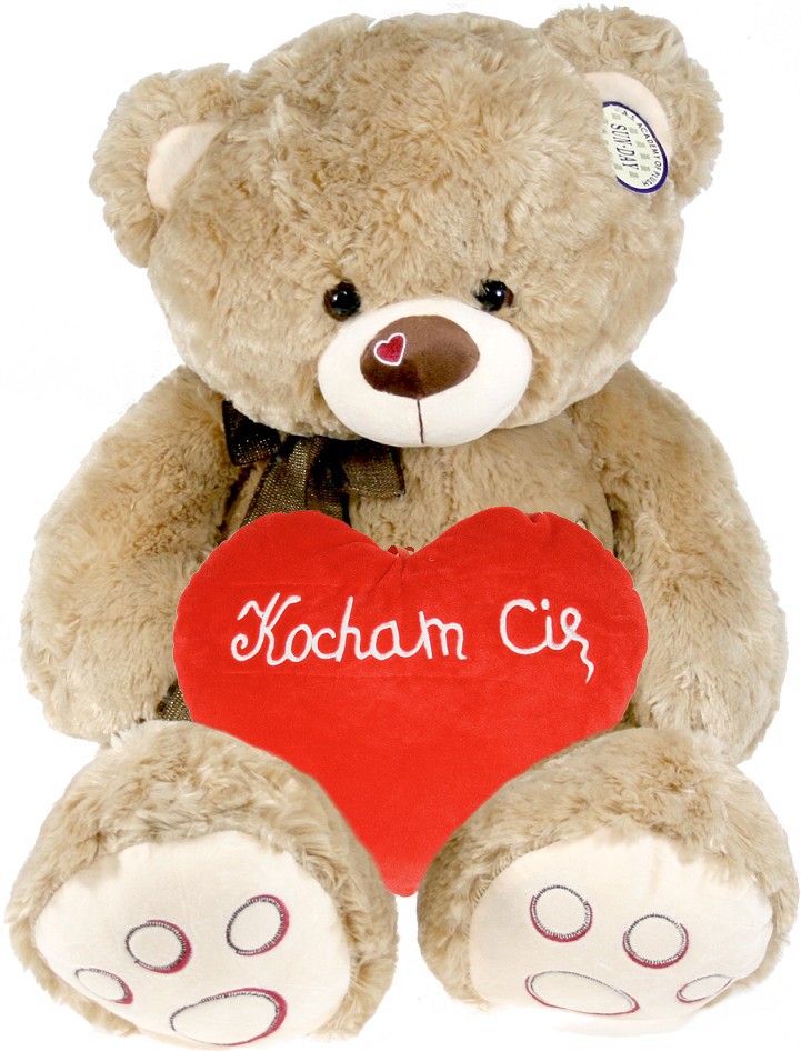 Miś Burek Brązowy Love Happy Serce - 80cm