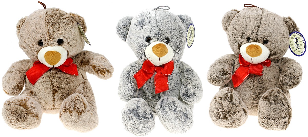 Miś z kokardą szary - 30cm