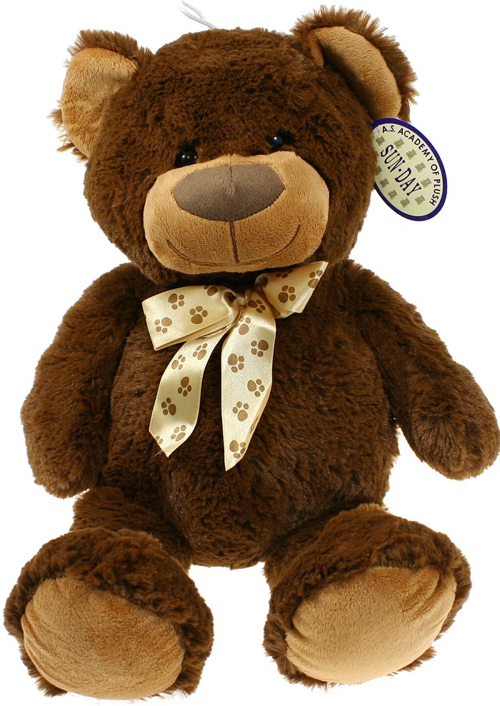 Miś z błyszczącą kokardą ciemnobrązowy - 32cm