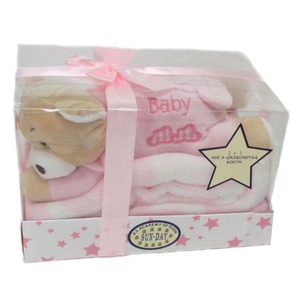 Miś Baby różowy z kocykiem grzechotka - 24cm Miś Baby różowy z kocykiem grzechotka - 24cm