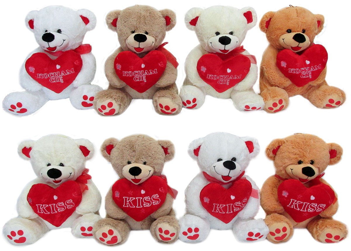 Miś z sercem 8 wzorów - 40cm