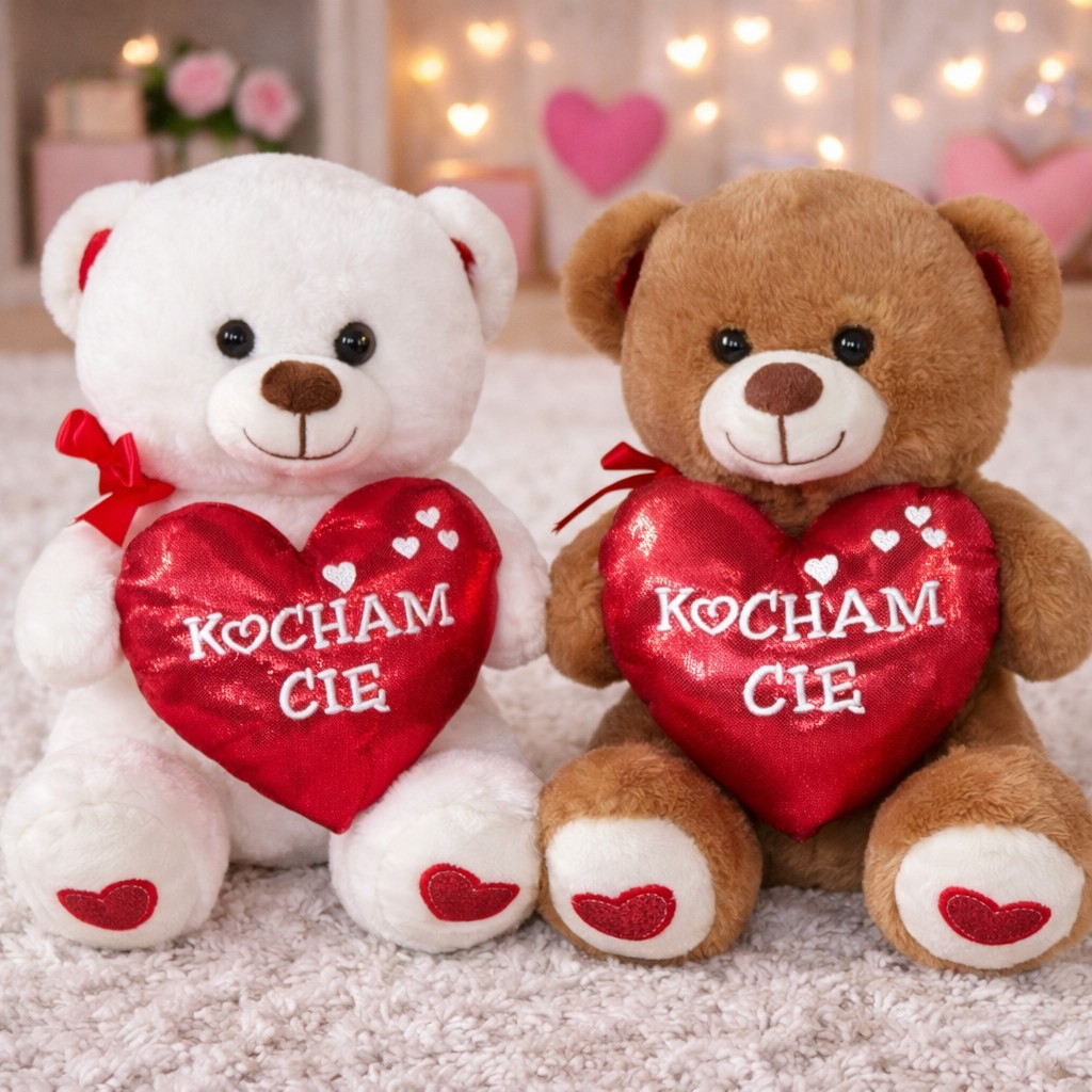 Duży Miś z sercem Kocham Cię 2 kolory - 25cm