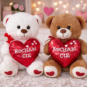 Duży Miś z sercem Kocham Cię 2 kolory - 25cm