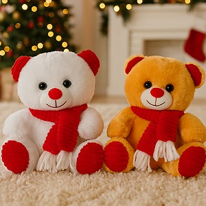 Miś Świąteczny w szaliku 2 kolory - 20cm