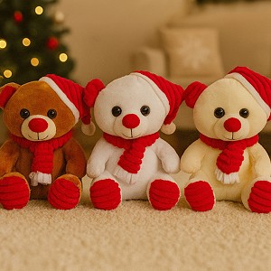 Miś Świąteczny w szaliku 3 kolory - 20cm