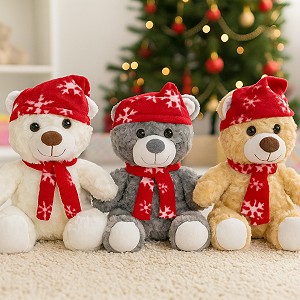 Miś Zimowy Świąteczny 3 kolory - 18cm