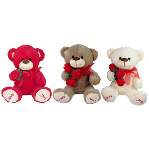 Duży Miś z kwiatami Love You 3 kolory - 25cm Duży Miś z kwiatami Love You 3 kolory - 25cm