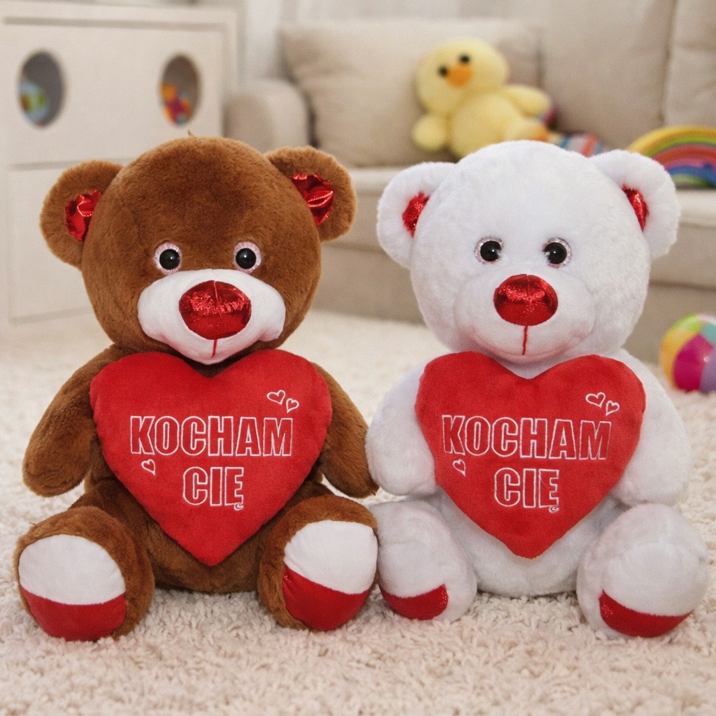Miś Słodziak Kocham Cię z sercem 2 kolory - 25cm