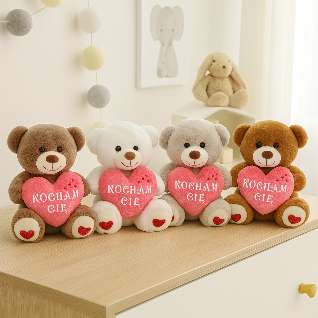 Miś z sercem Kocham Cię 4 kolory - 15cm