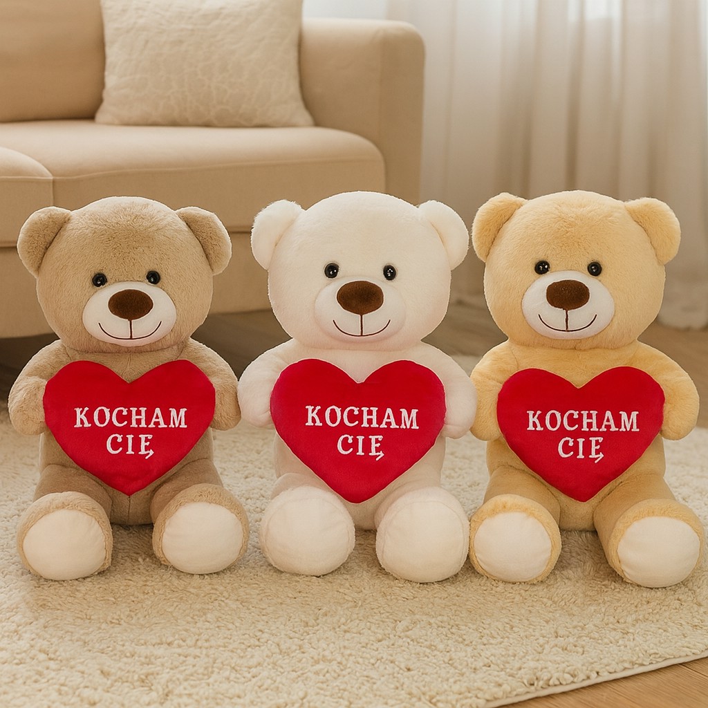 Miś Kocham Cię z sercem 3 kolory - 40cm