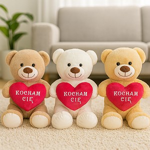 Miś Kocham Cię z sercem 3 kolory - 60cm