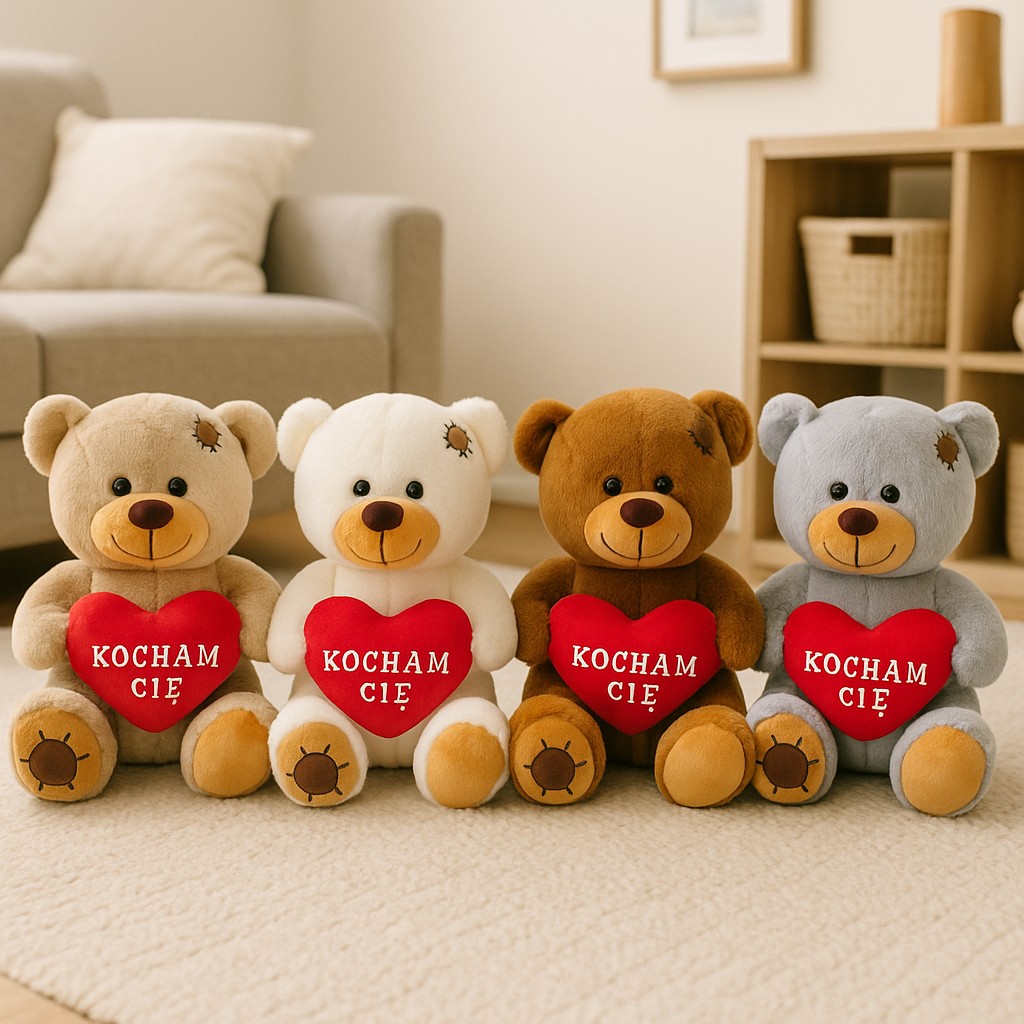 Miś Kocham Cię z sercem 4 kolory - 25cm