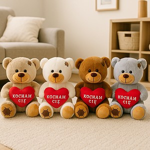 Miś Kocham Cię z sercem 4 kolory - 25cm