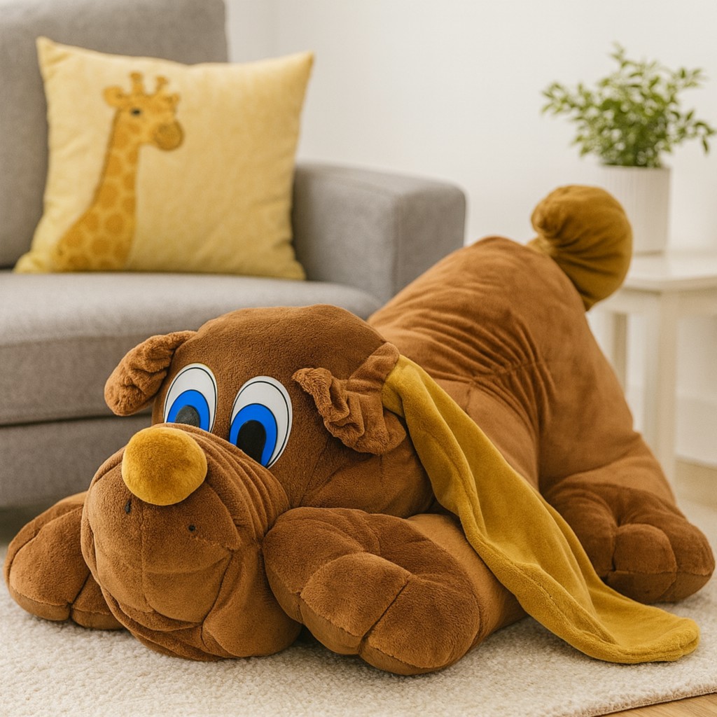 Mega Piesek Leżący Brązowy - 85cm