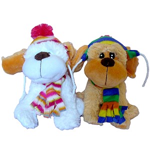Piesek Zimowy w czapce 2 kolory - 24cm