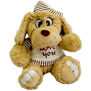 Piesek w czapce i bluzce Love You - 22cm