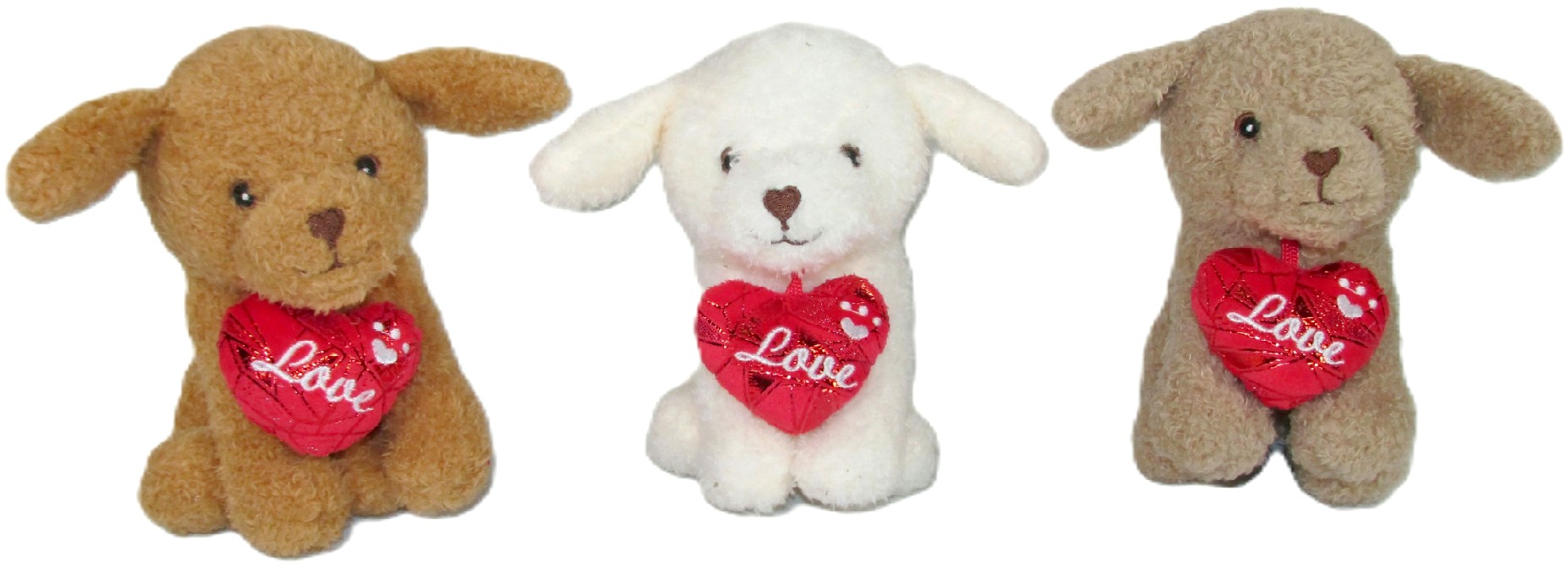 Piesek Love z sercem 3 kolory - 15cm