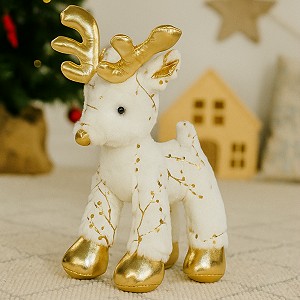 Renifer Łoś Świąteczny biały - 23cm