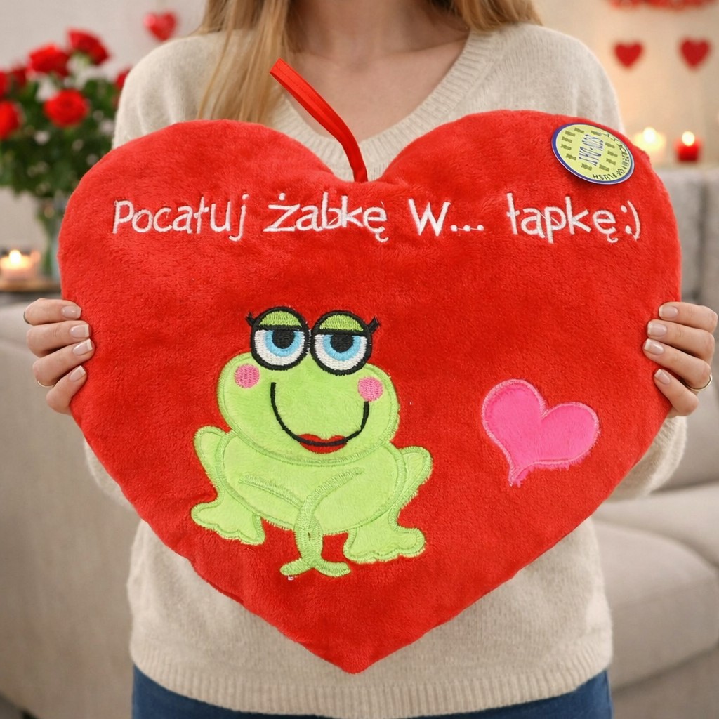 Poduszka Żaba Serce Gigant Kocham Cię Żabka - 80cm