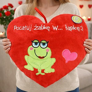 Poduszka Żaba Serce Gigant Kocham Cię Żabka - 80cm