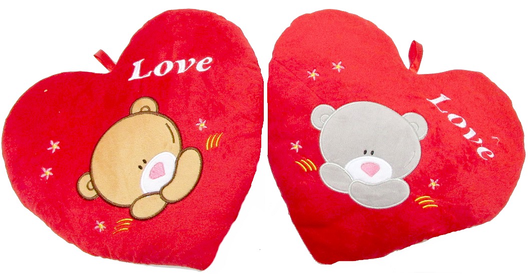 Poduszka serce miś szary - 30cm