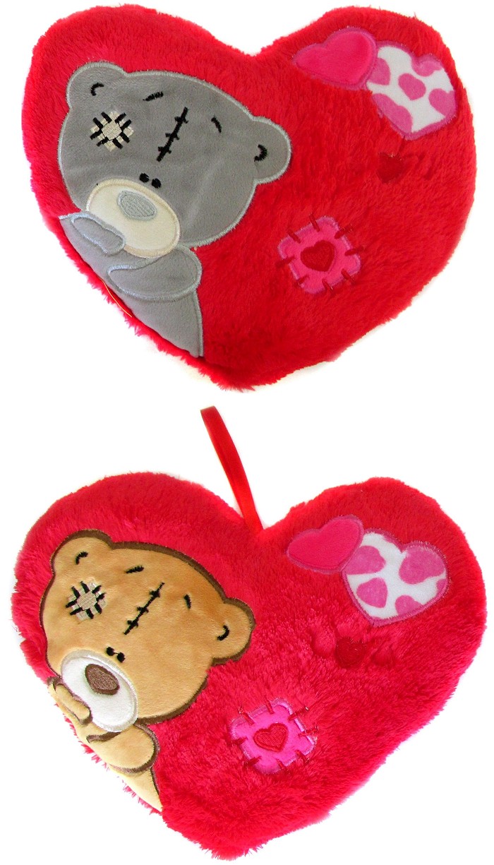 Poduszka serce miś brązowy - 20cm