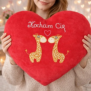 Poduszka Serce Gigant Żyrafy - 80cm