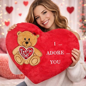 Poduszka Serce Miś I Adore You Brązowa - 80cm