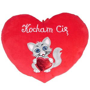 Poduszka Serce Kotek Kocham Cię - 15cm