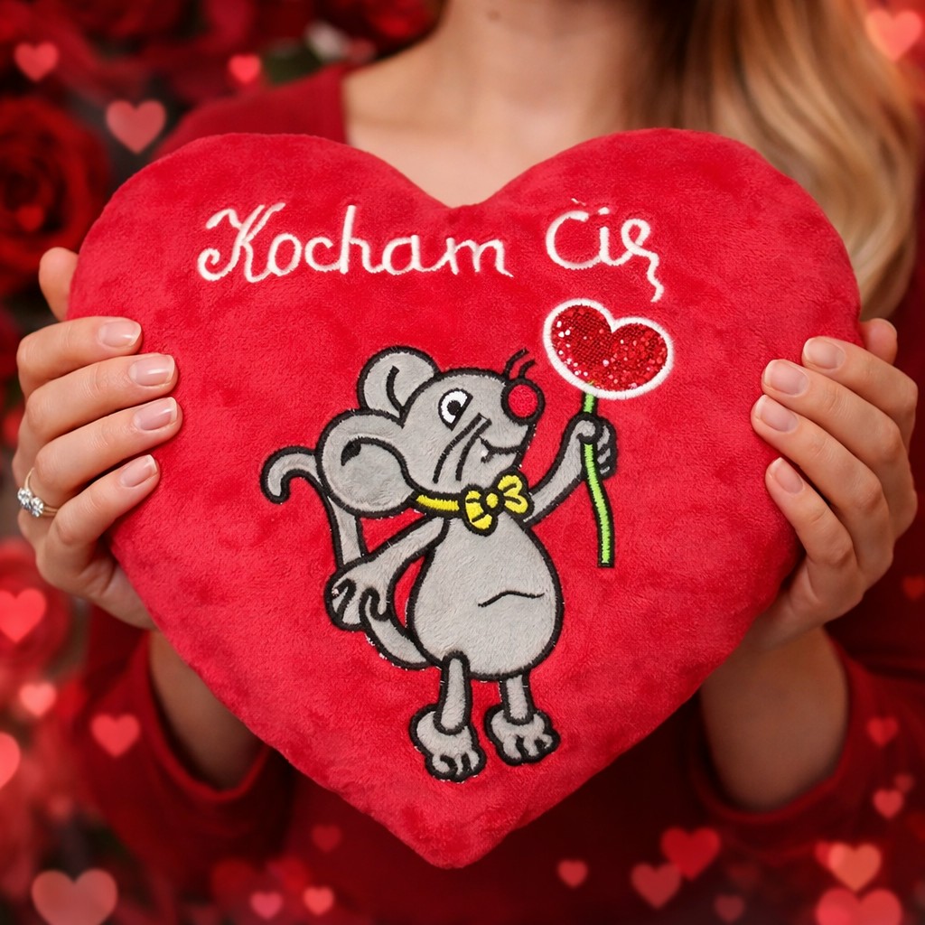 Poduszka Kocham Cię Myszka Serce - 25cm