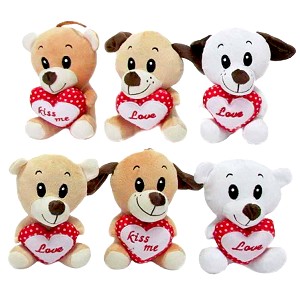 Miś Piesek Love Kiss Me z sercem 6 modeli - 14cm
