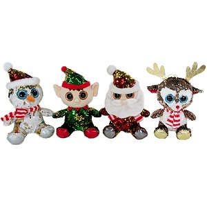Święty Mikołaj Bałwanek Łoś Renifer Elf z cekinami 4 wzory 22cm