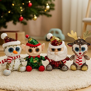 Święty Mikołaj Bałwanek Łoś Renifer Elf z cekinami 4 wzory 22cm